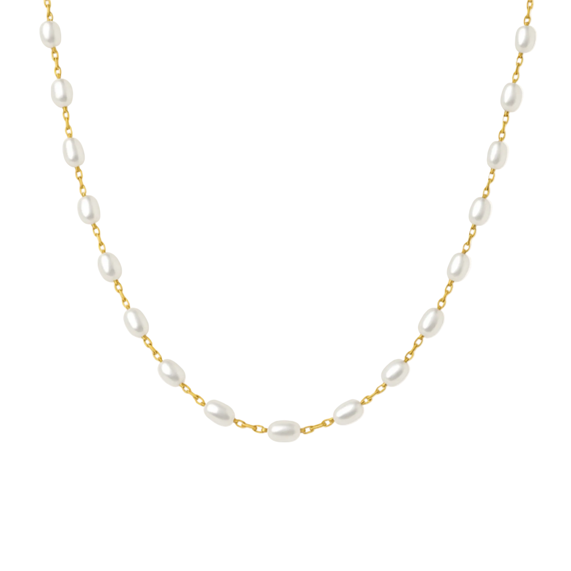 pure pearl kette goldene glieder perlen edelstahl