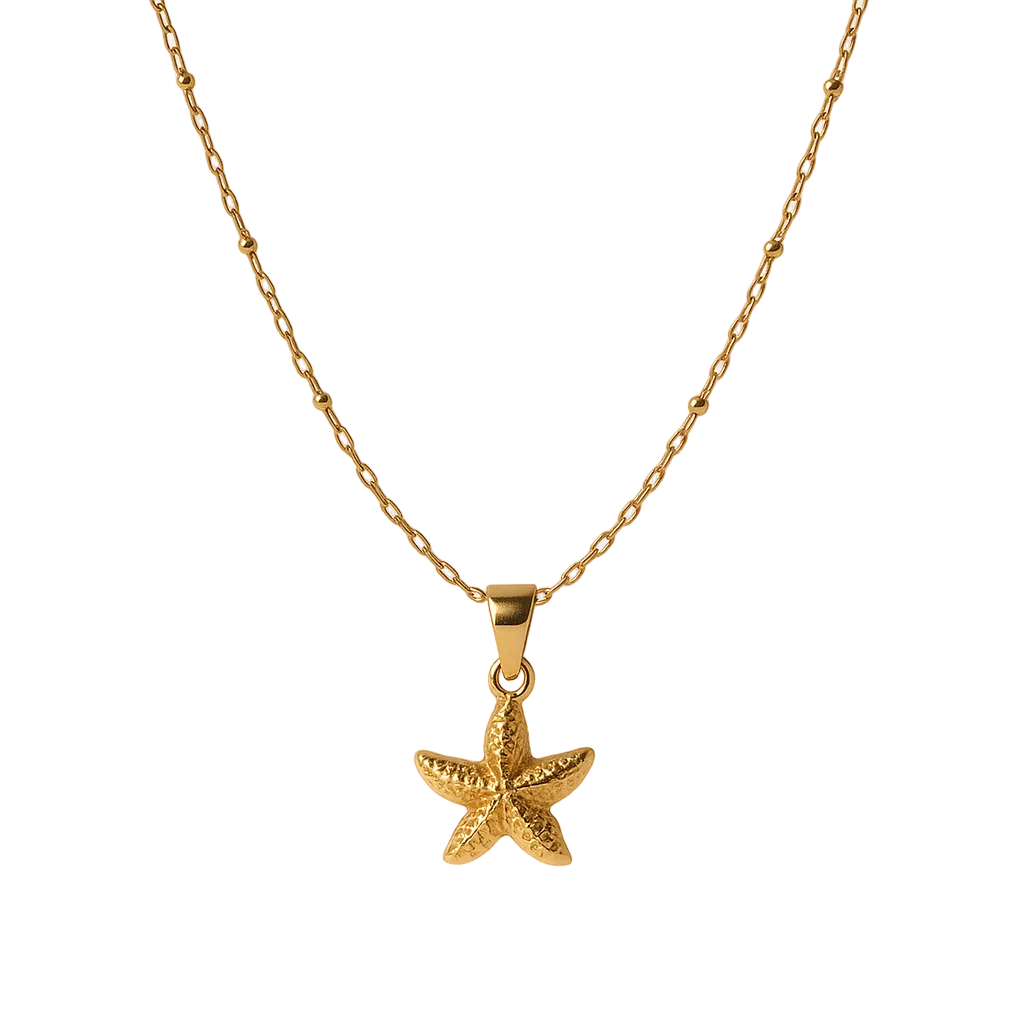 golden starfish kette gold edelstahl seestern