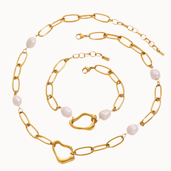 Modern Chain & Pearl Schmuckset