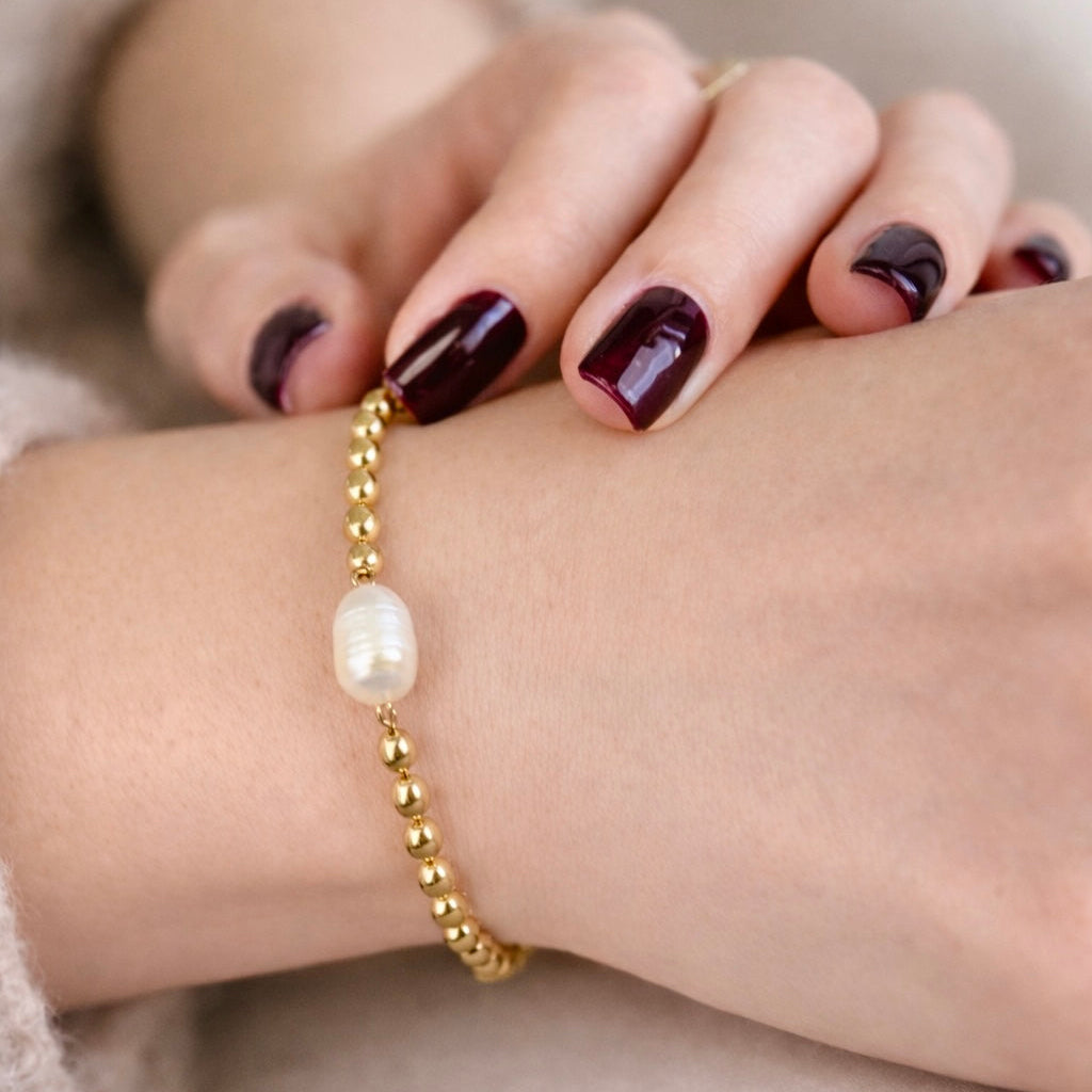 golden pearl armband gold edelstahl perle