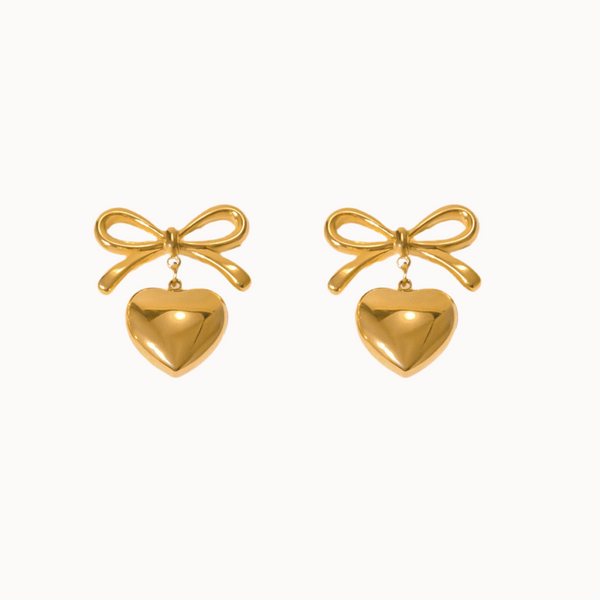 Golden Bow Heart Ohrringe