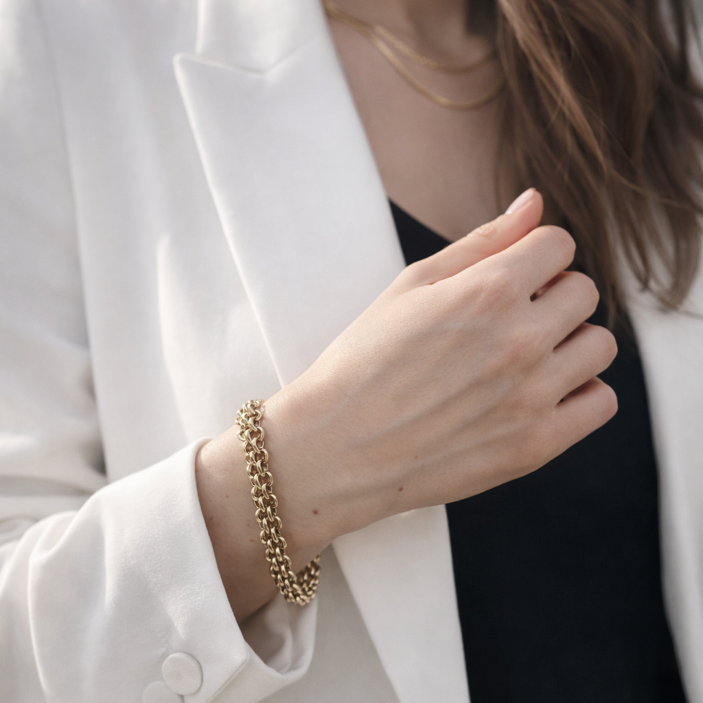 goldenes kettenarmband doppelt gelegt 18k vergoldet