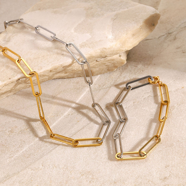 Modern Link Ketten-Set Gold & Silber