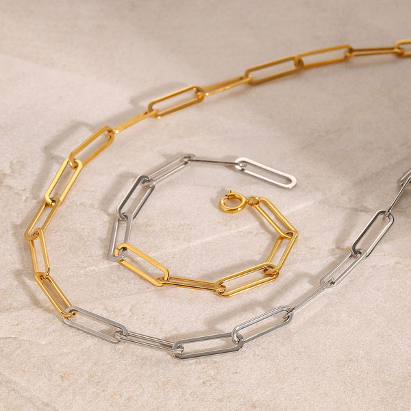 Modern Link Ketten-Set Gold & Silber