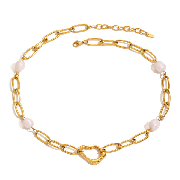 Modern Chain & Pearl Schmuckset