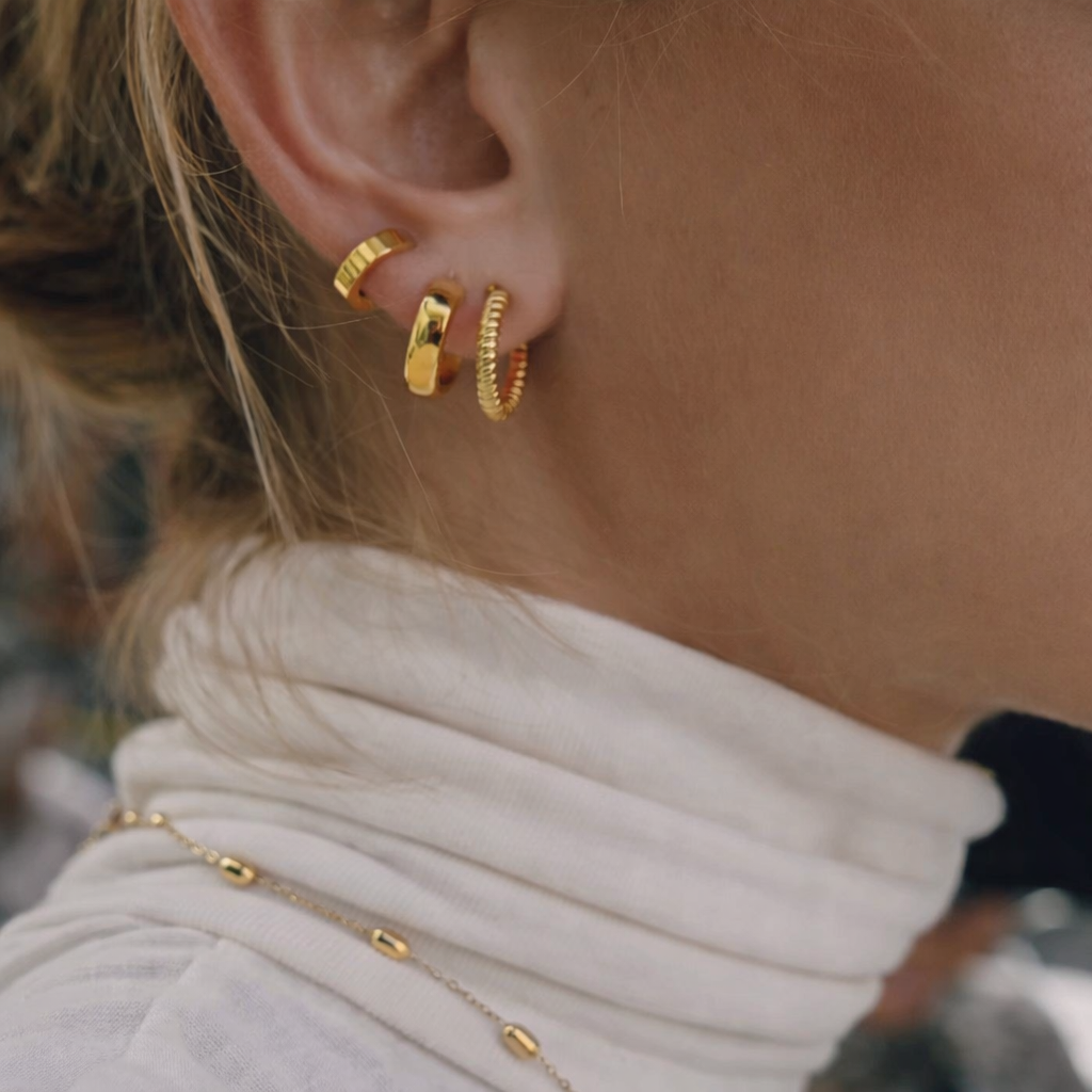 modern gold hoops set creolen edelstahl 18k vergoldet