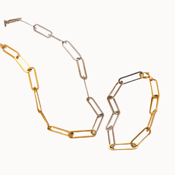 Modern Link Ketten-Set Gold & Silber