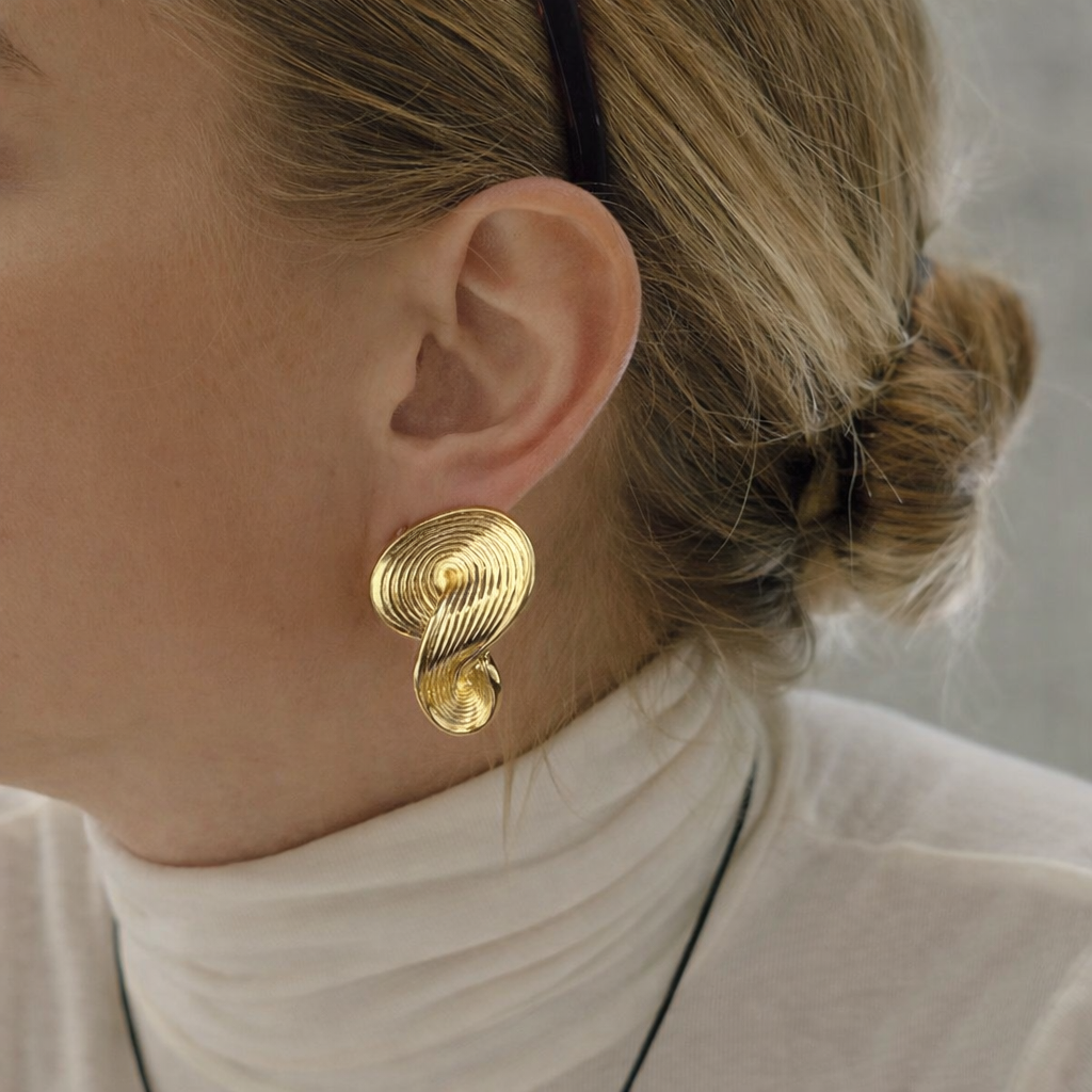 wellendesign ohrringe statement 18k vergoldet