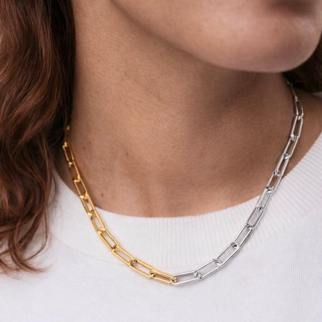 modern link ketten set gold silber edelstahl