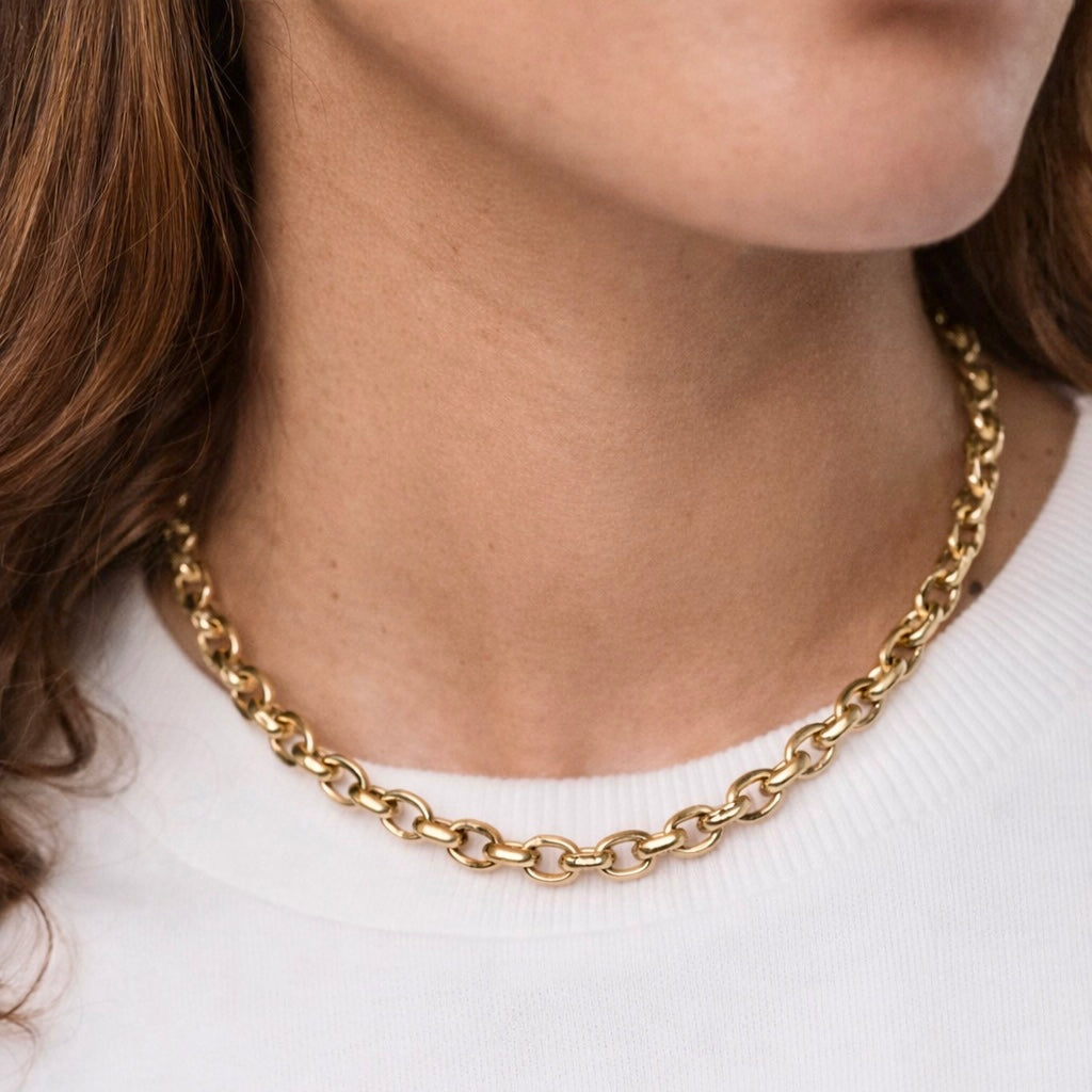 modern link chain halskette gold edelstahl