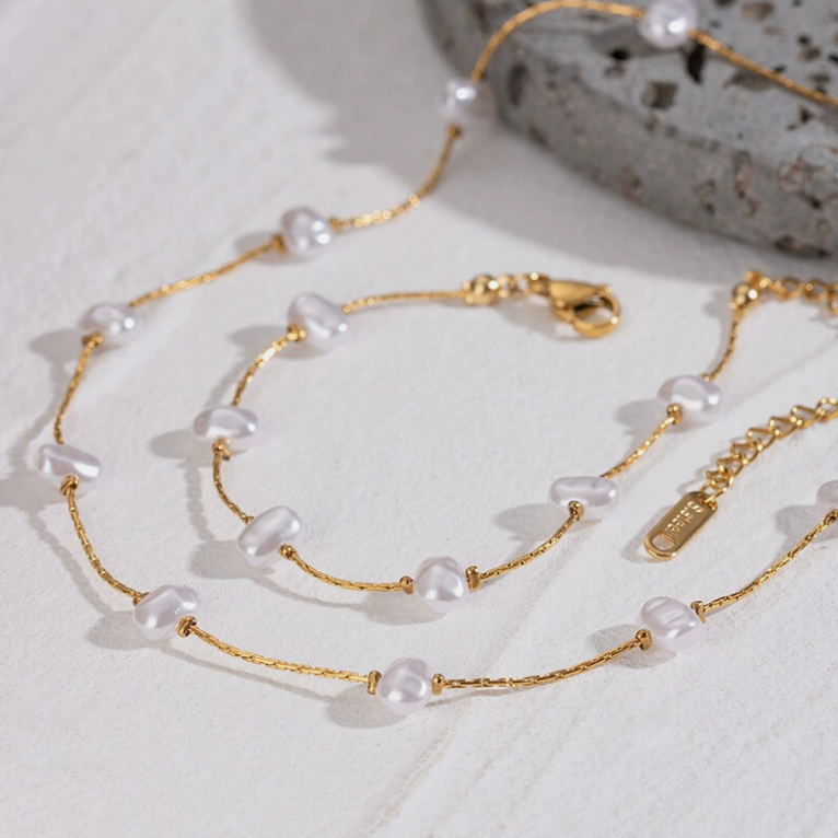 perlenarmband gold 18k vergoldet wasserfest