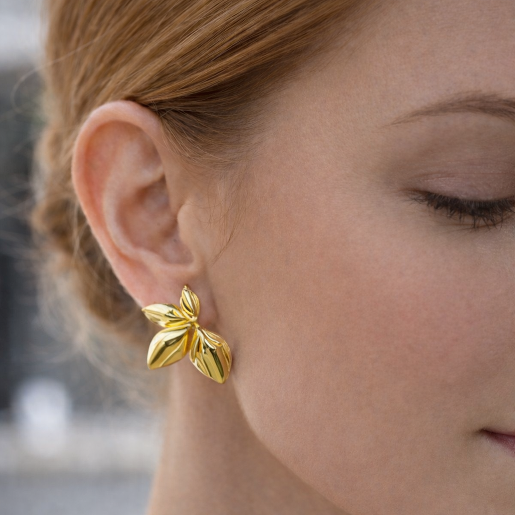 golden leaf ohrringe blattform design