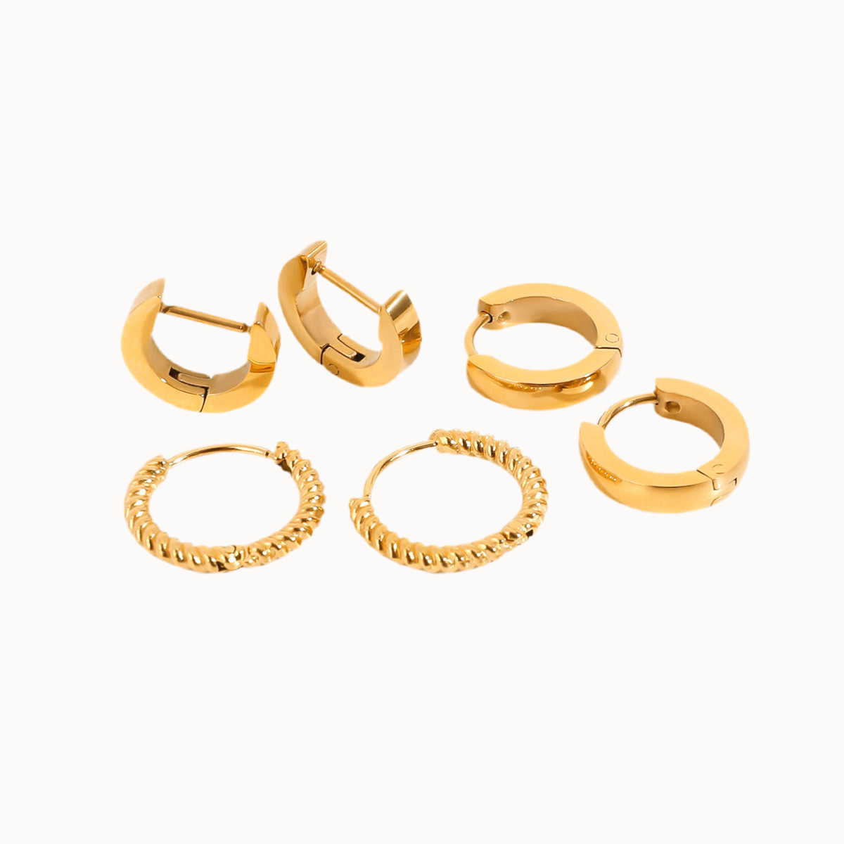 Modern Gold Hoops Set