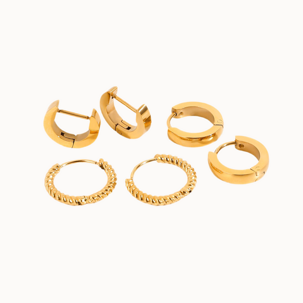 Modern Gold Hoops Set
