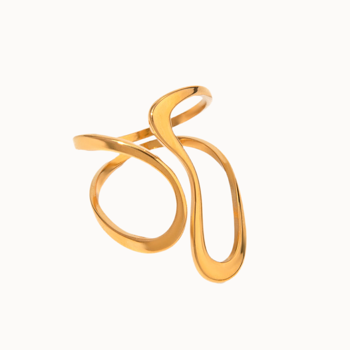 modern curve statement ring gold edelstahl wasserfest verstellbar