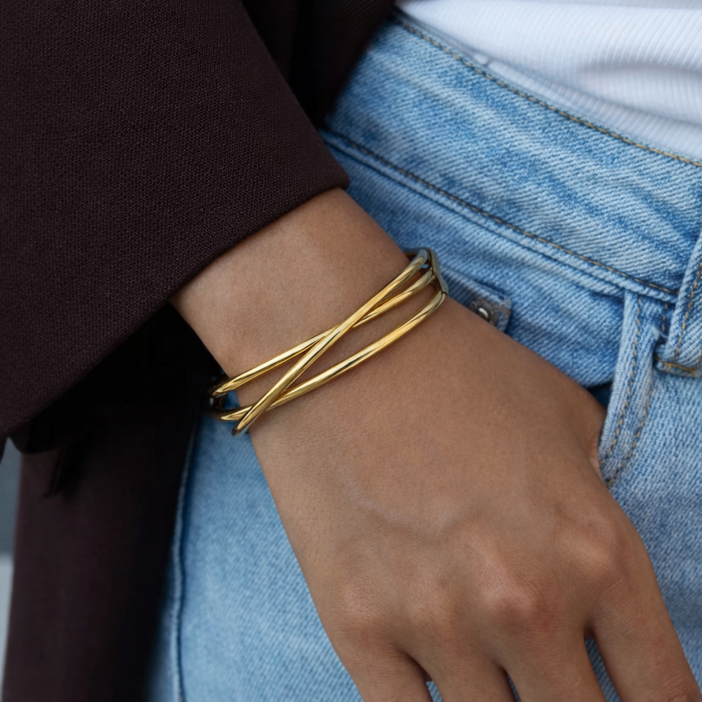 elegant twist armreif Design zweifach gekreuzt