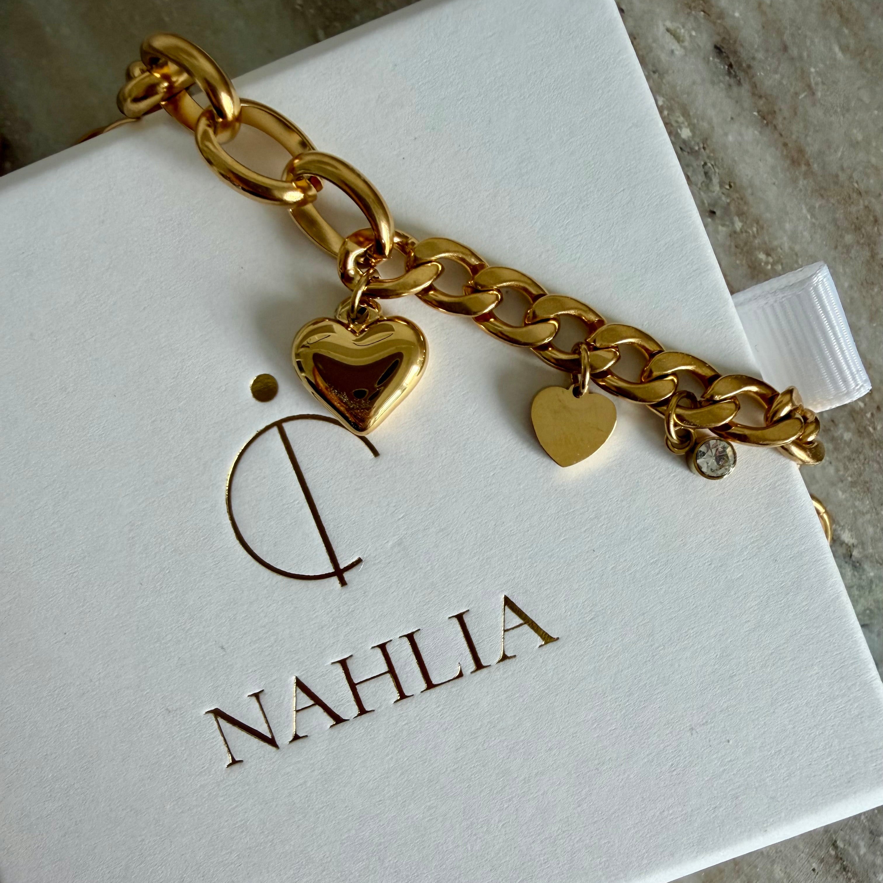 charm bracelet with hearts gold vergoldet edelstahl