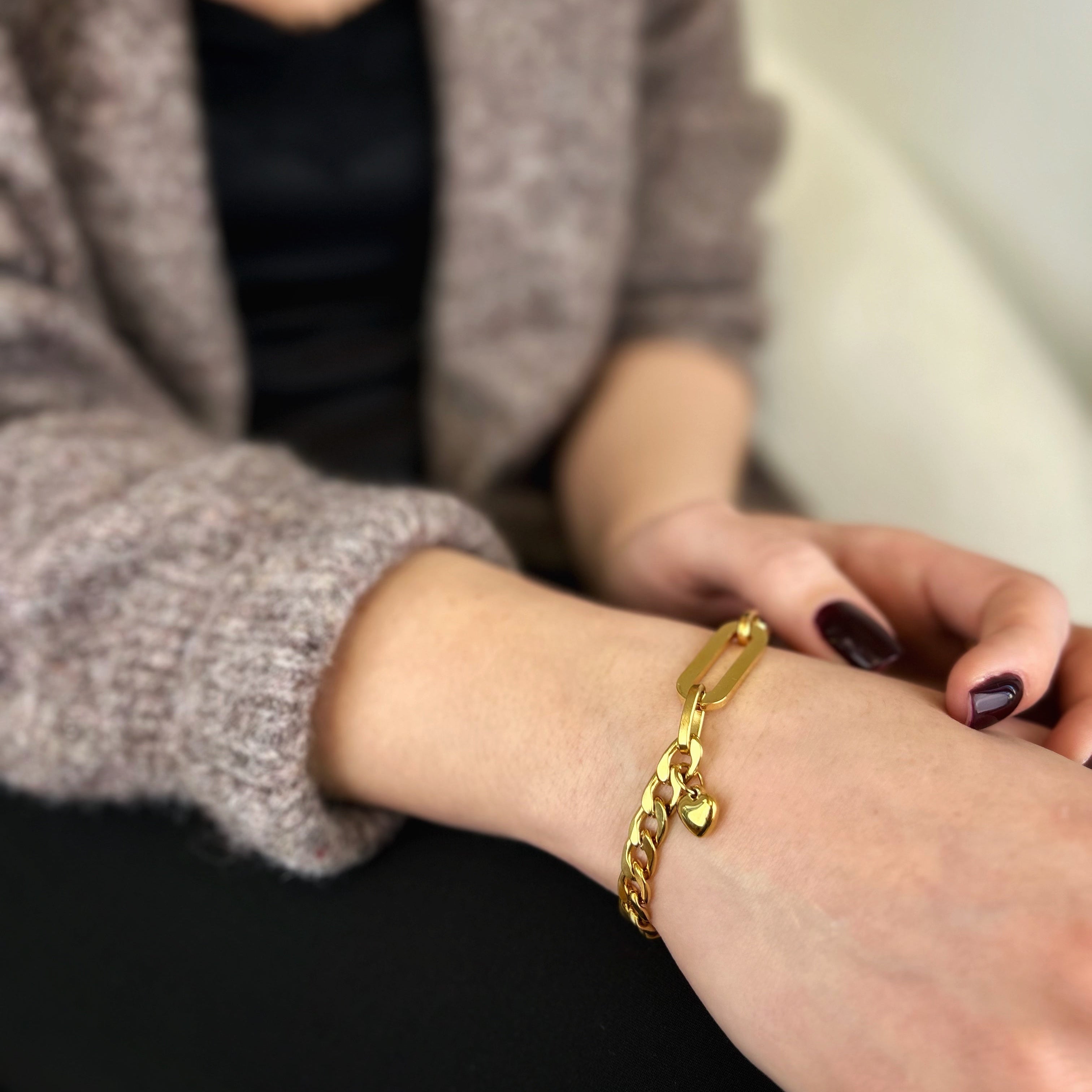 gliederarmband herzdetail 18k gold wasserfest