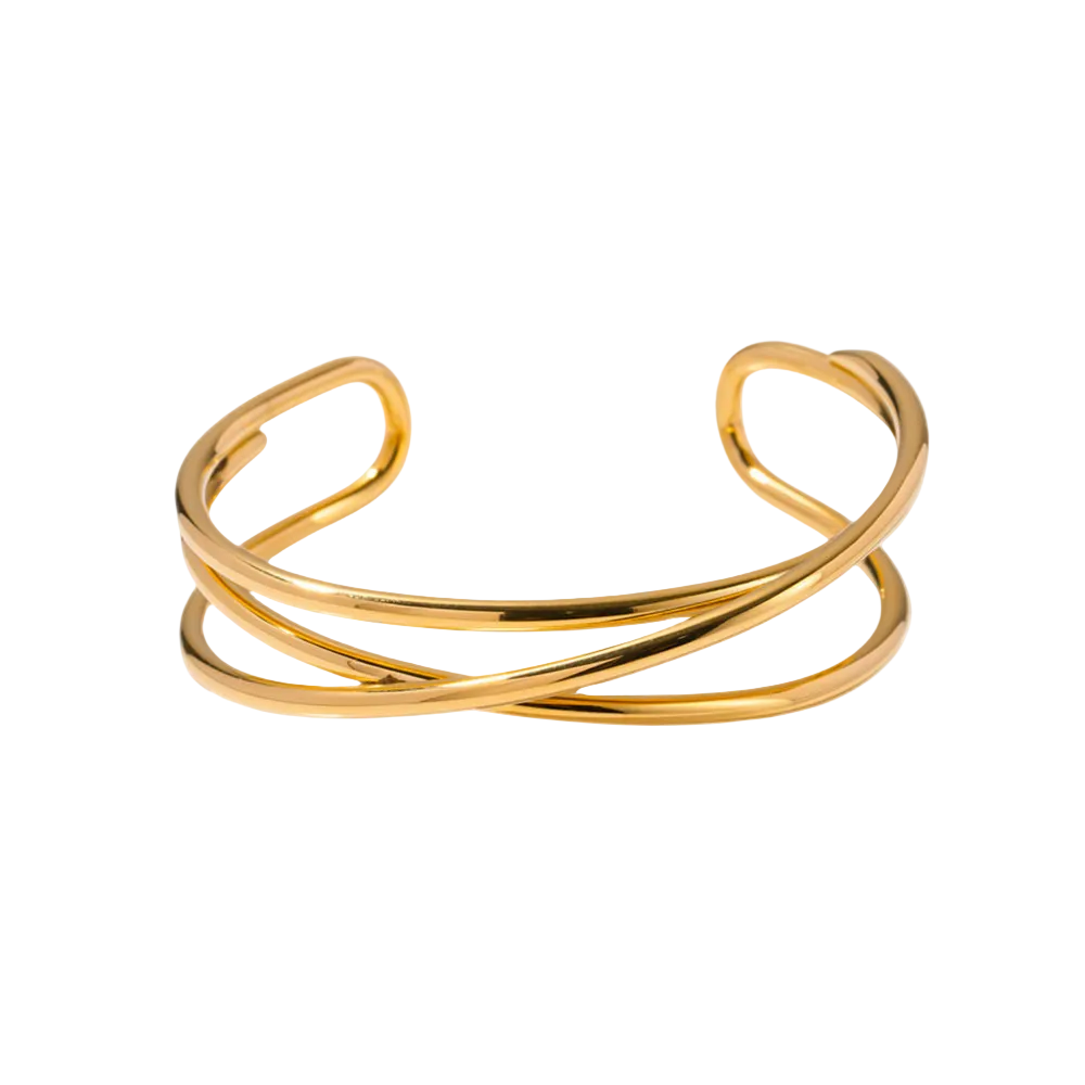 elegant twist armreif gold edelstahl offen