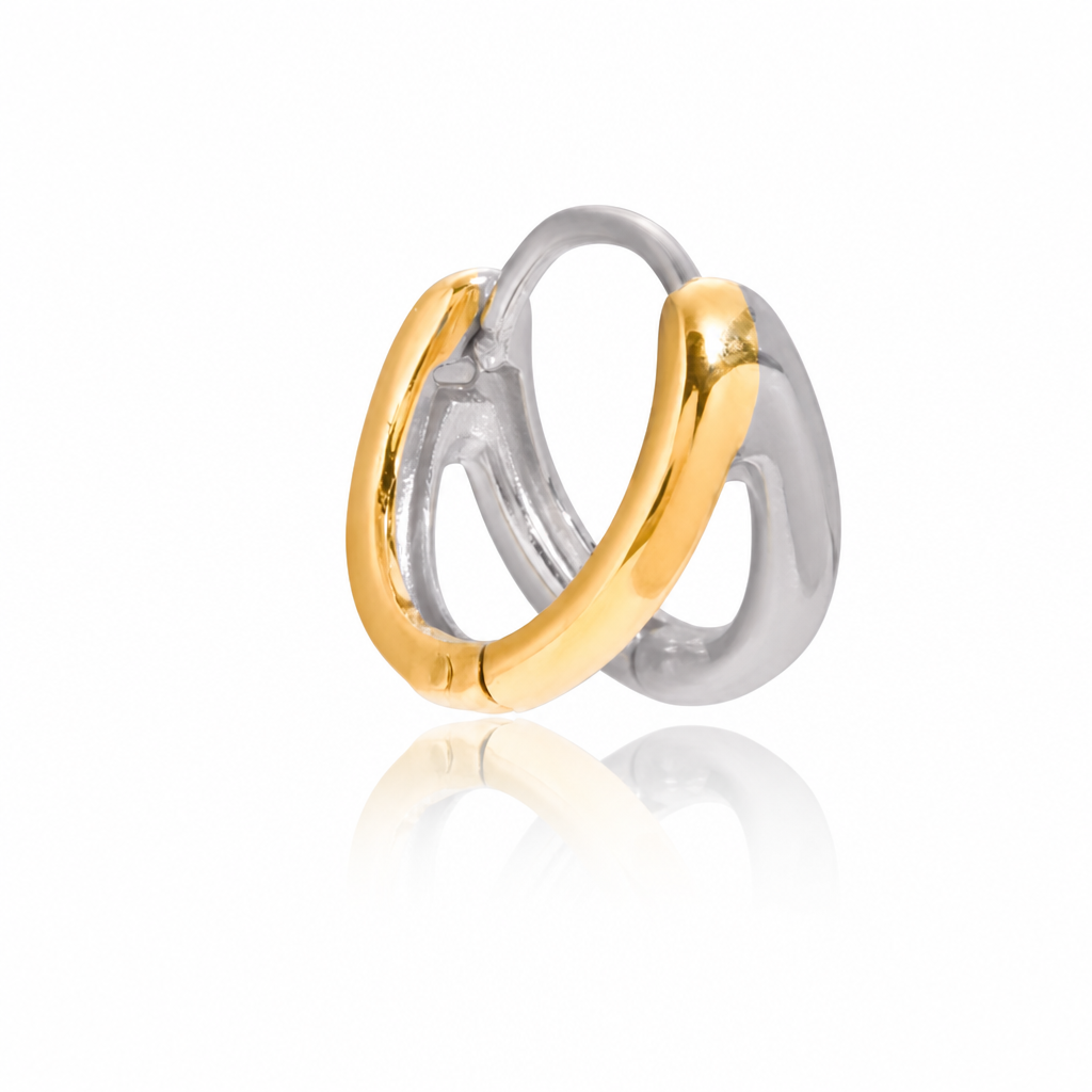 wave hoops bicolor gold silber creolen fließend eleganz