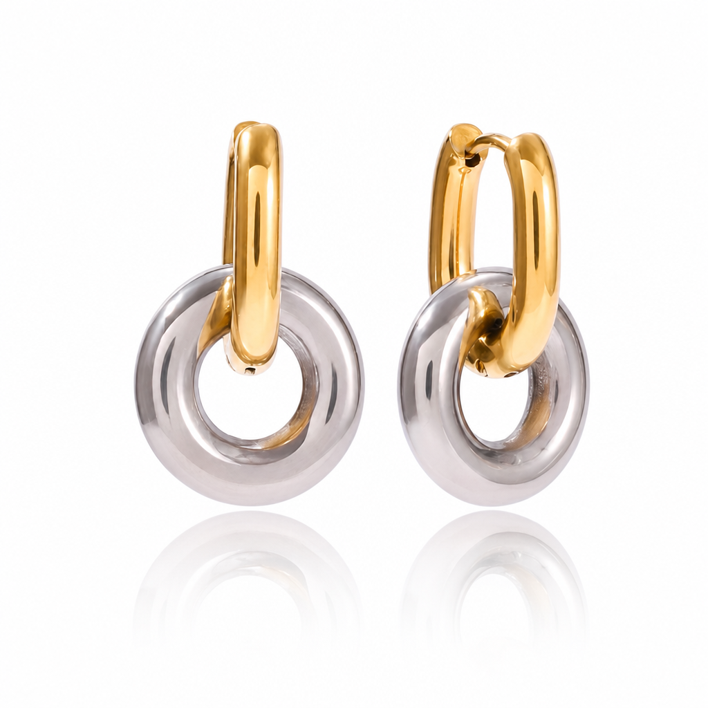 chunky gold hoops bicolor gold silber creolen edelstahl wasserfest