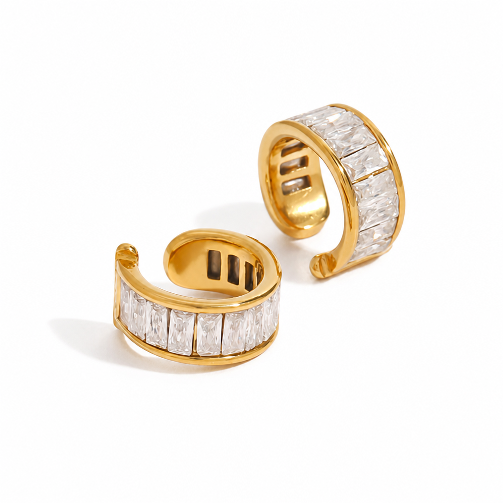 rectangle crystal earrings gold edelstahl wasserfest zirkonia modern