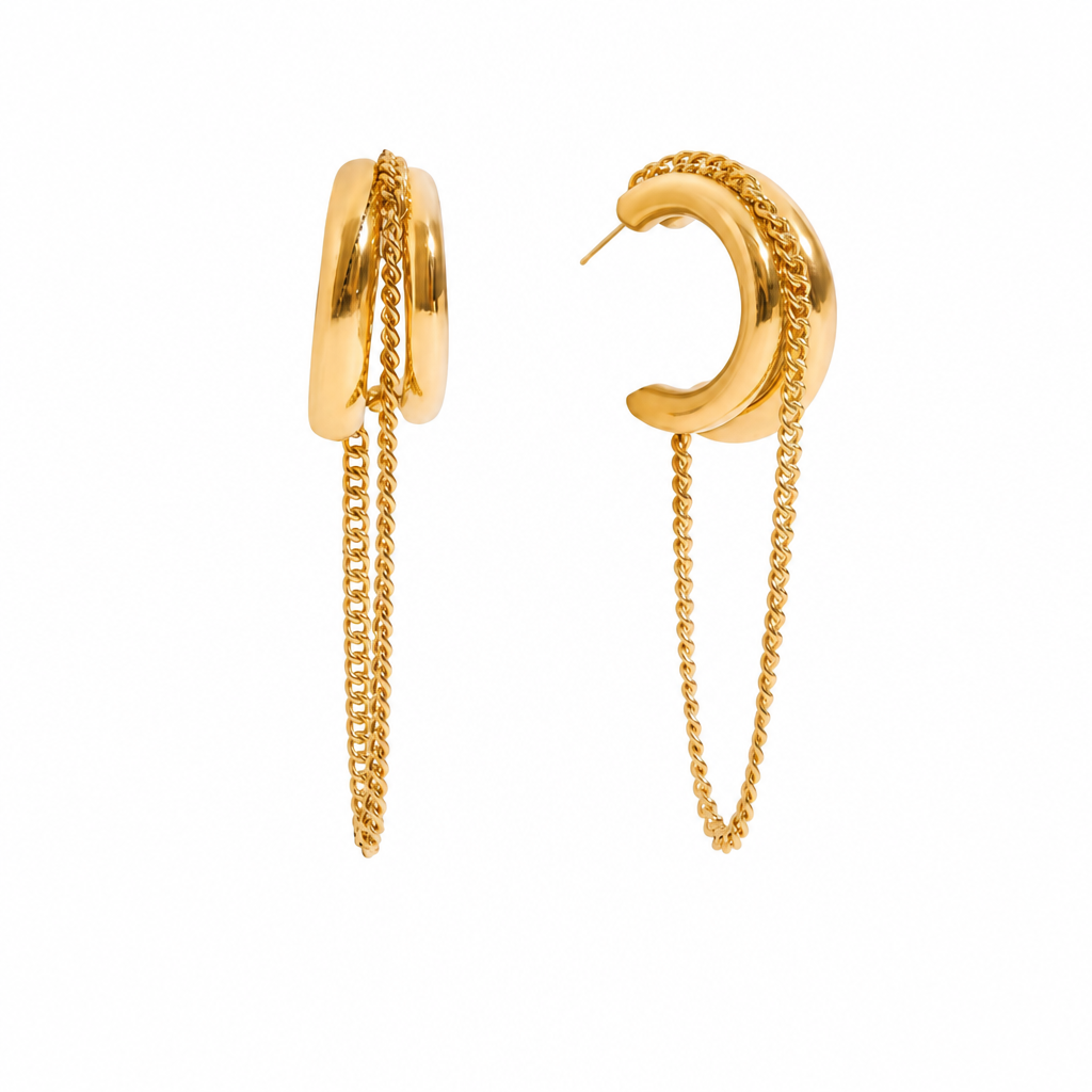 luna chain earrings gold edelstahl wasserfest