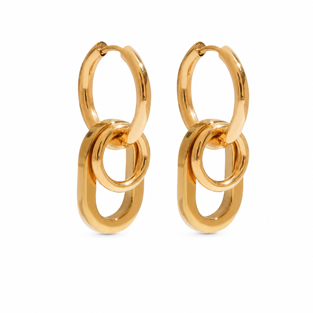 double hoop earring gold edelstahl wasserfest