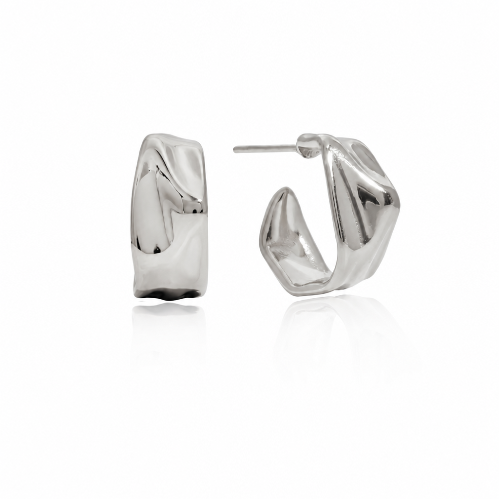 wave motion creoles silver stainless steel waterproof