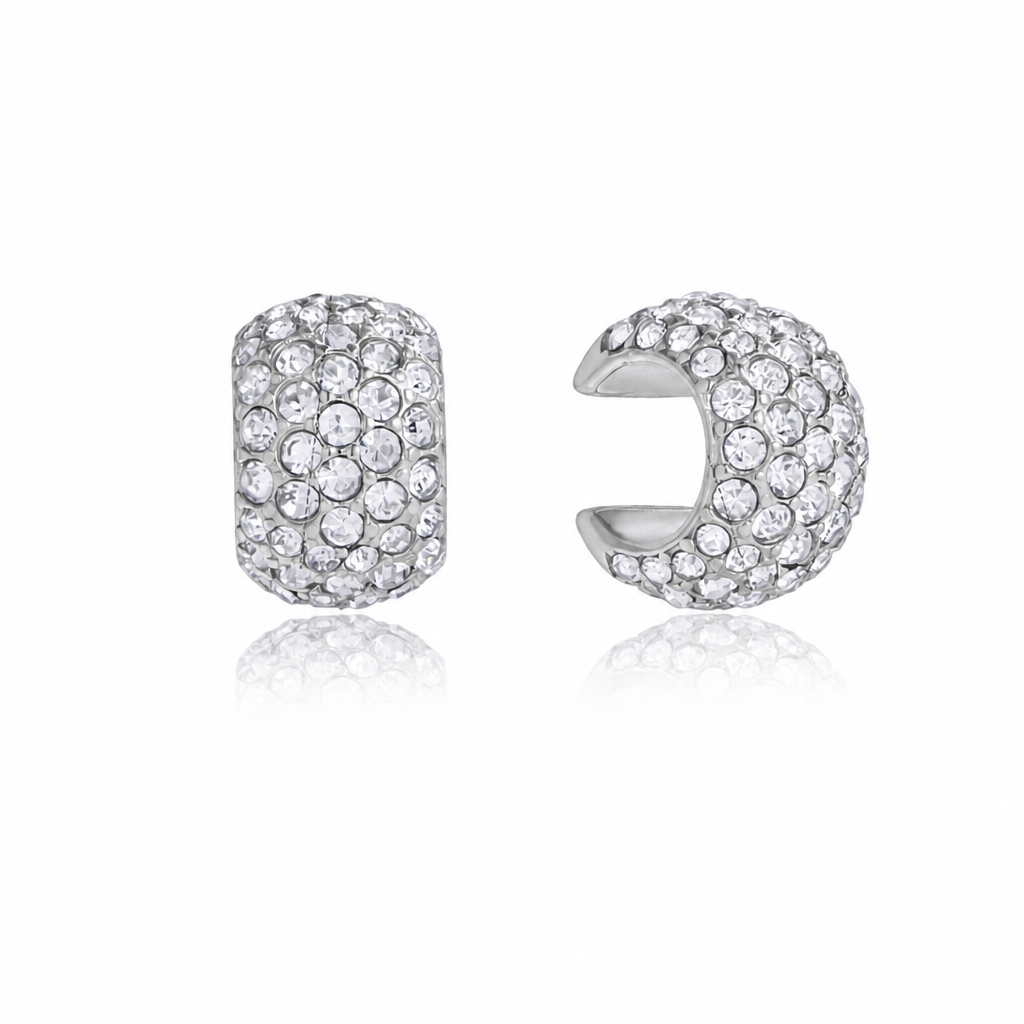diamond sparkle creolen silber edelstahl zirkonia wasserfest