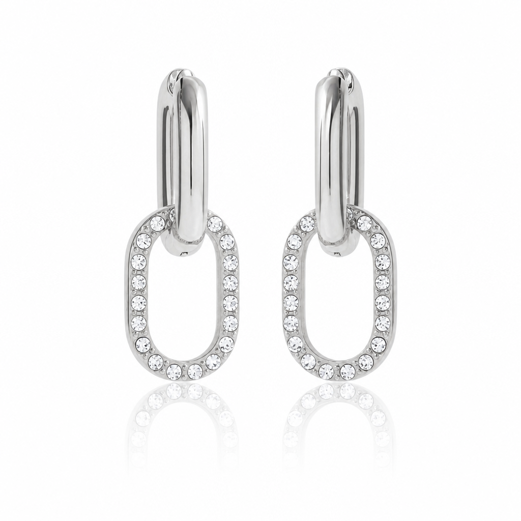 oval crystal drop earrings silber edelstahl wasserfest zirkonia