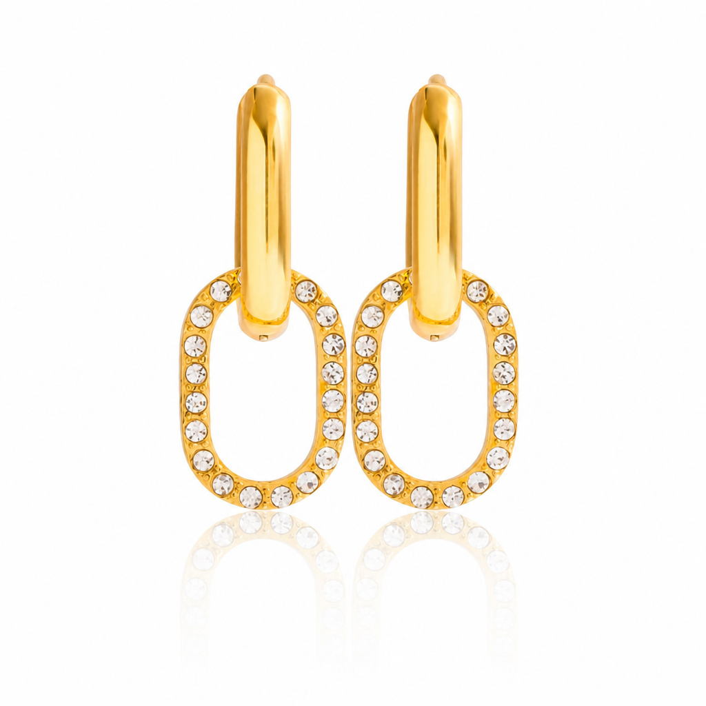 oval crystal drop earrings gold edelstahl wasserfest