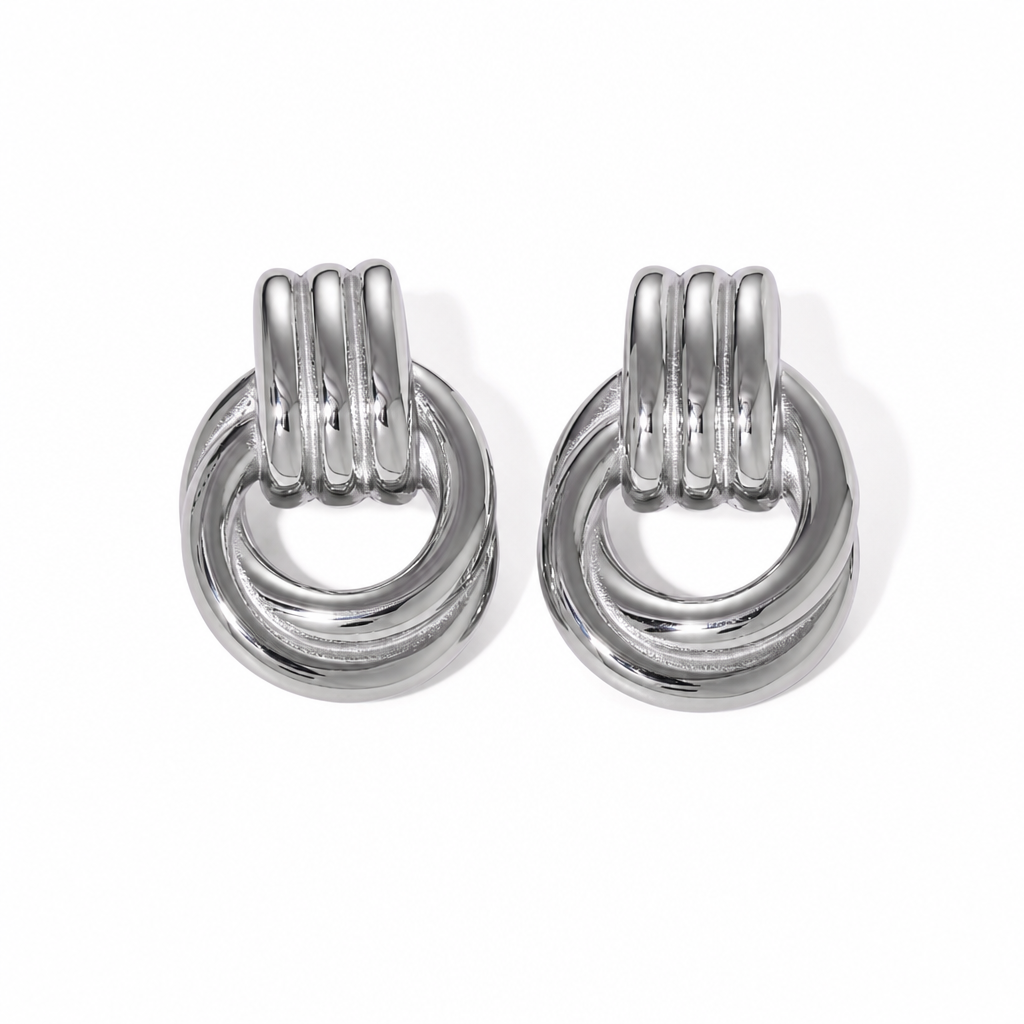 stacked circle creoles silber edelstahl wasserfest