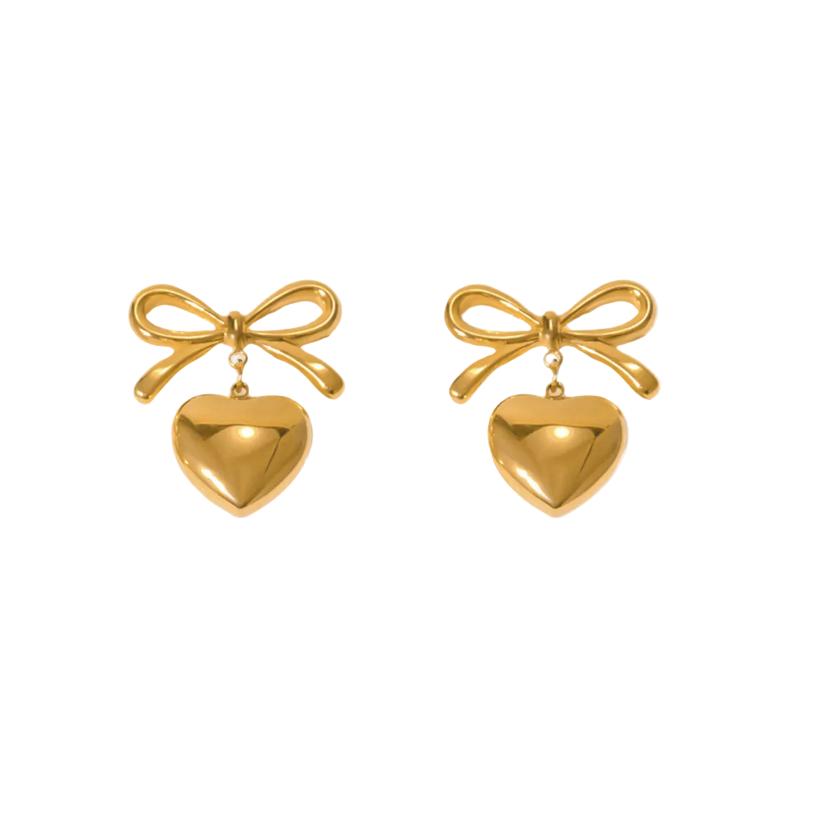 golden bow heart ohrringe schleife herz