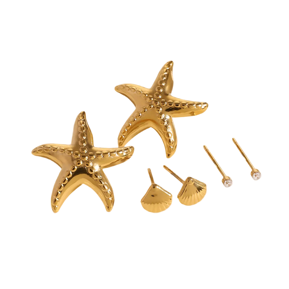 seaside dreams ohrring set seestern muschel kristall gold