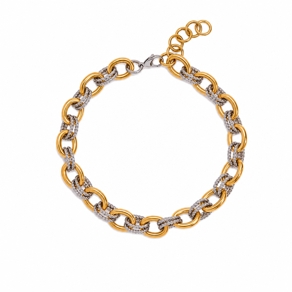 chain link necklace bicolor gold silber halskette edelstahl wasserfest
