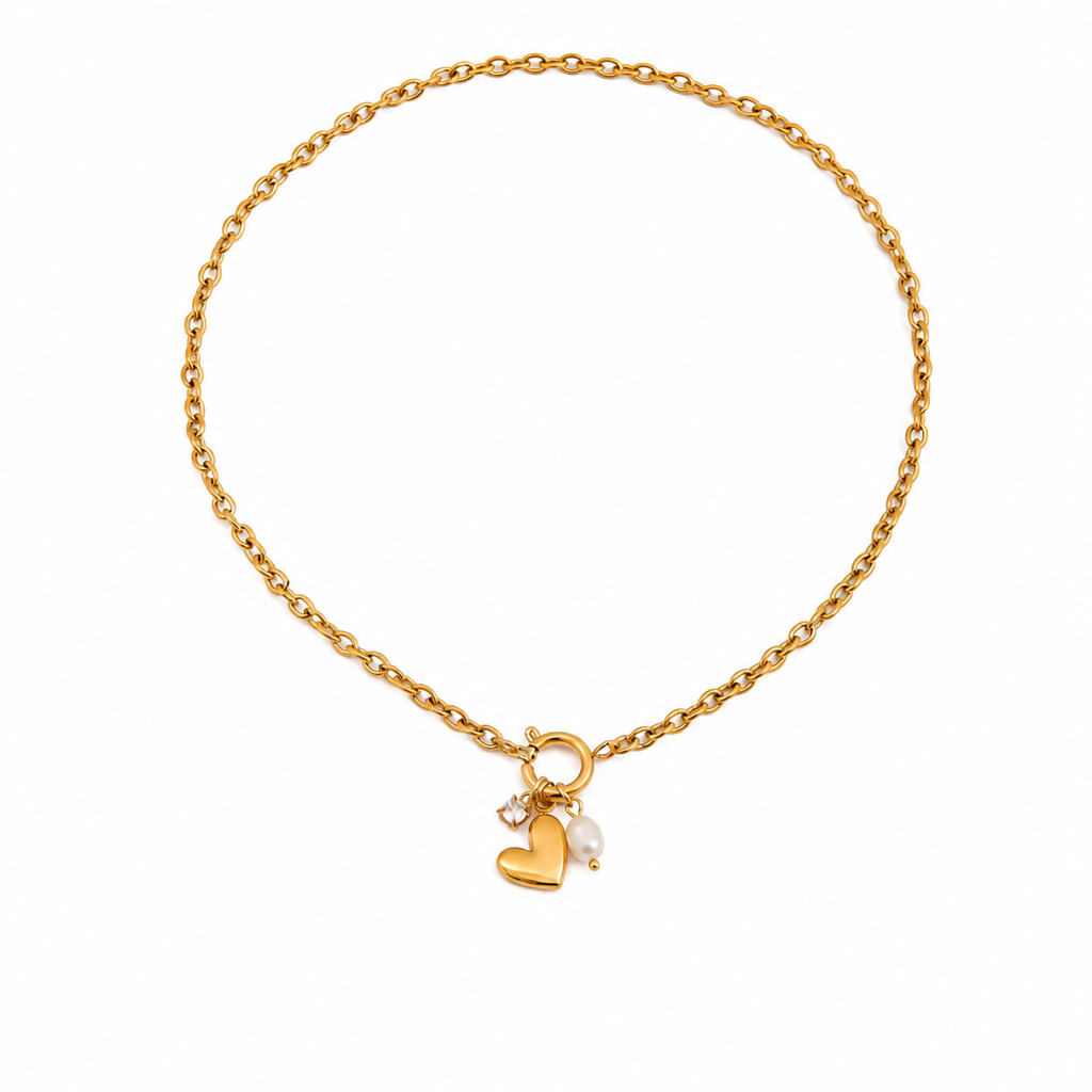 curve link necklace gold edelstahl wasserfest charm kettenlänge