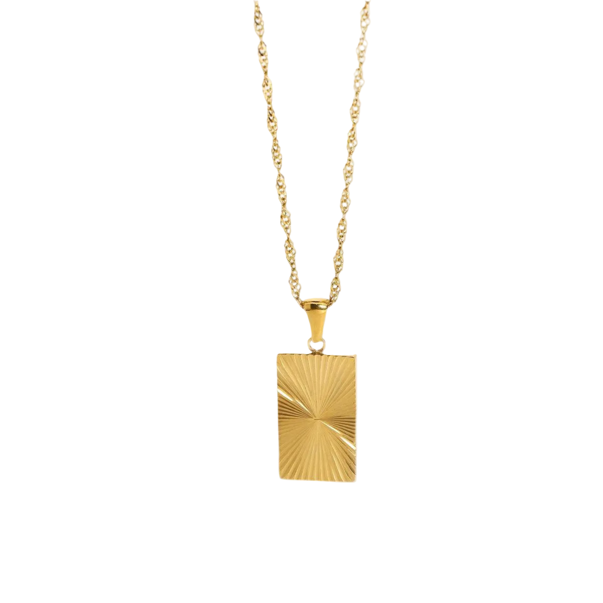 sunburst rectangle kette gold edelstahl 18k vergoldet