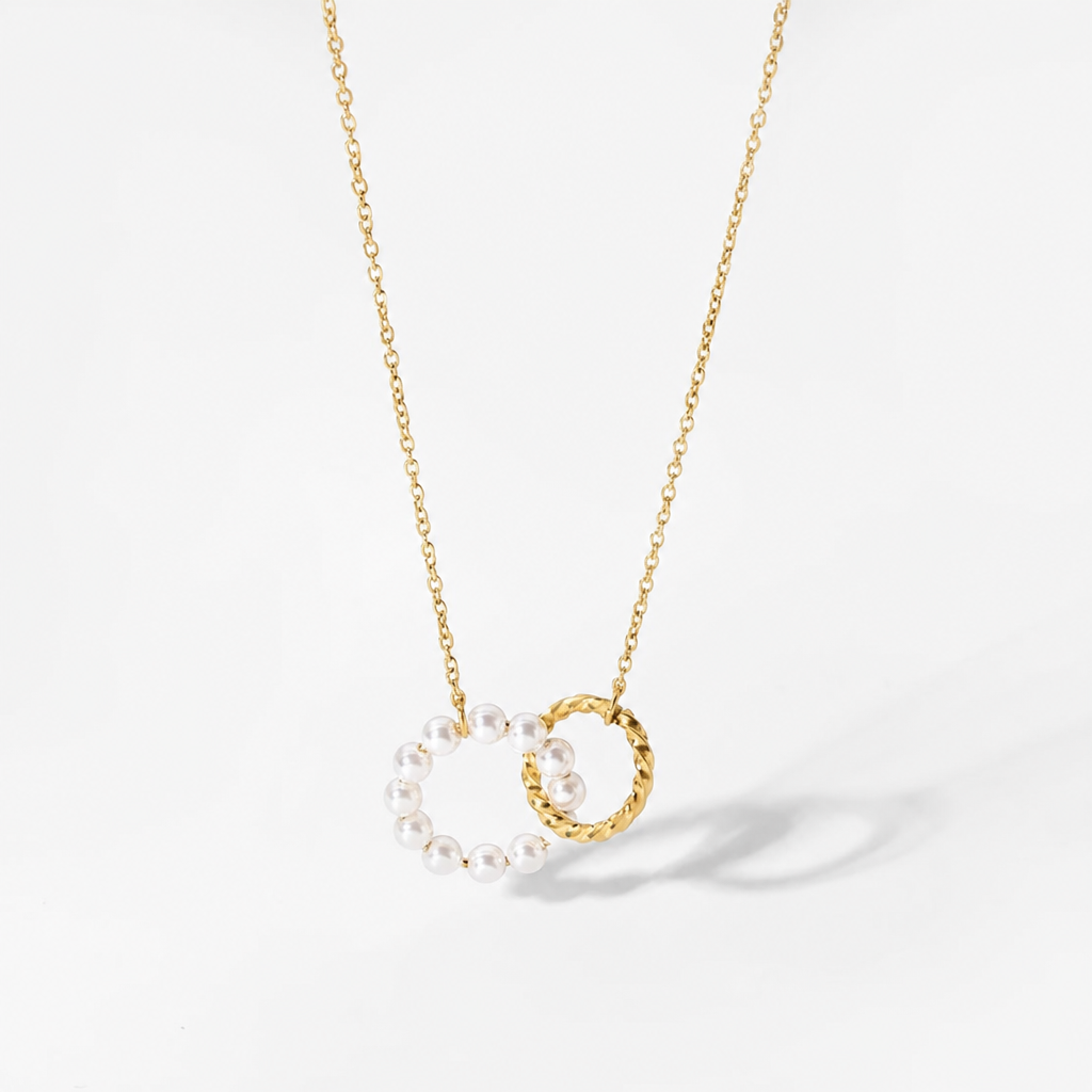 Slim Pearl Circle Necklace