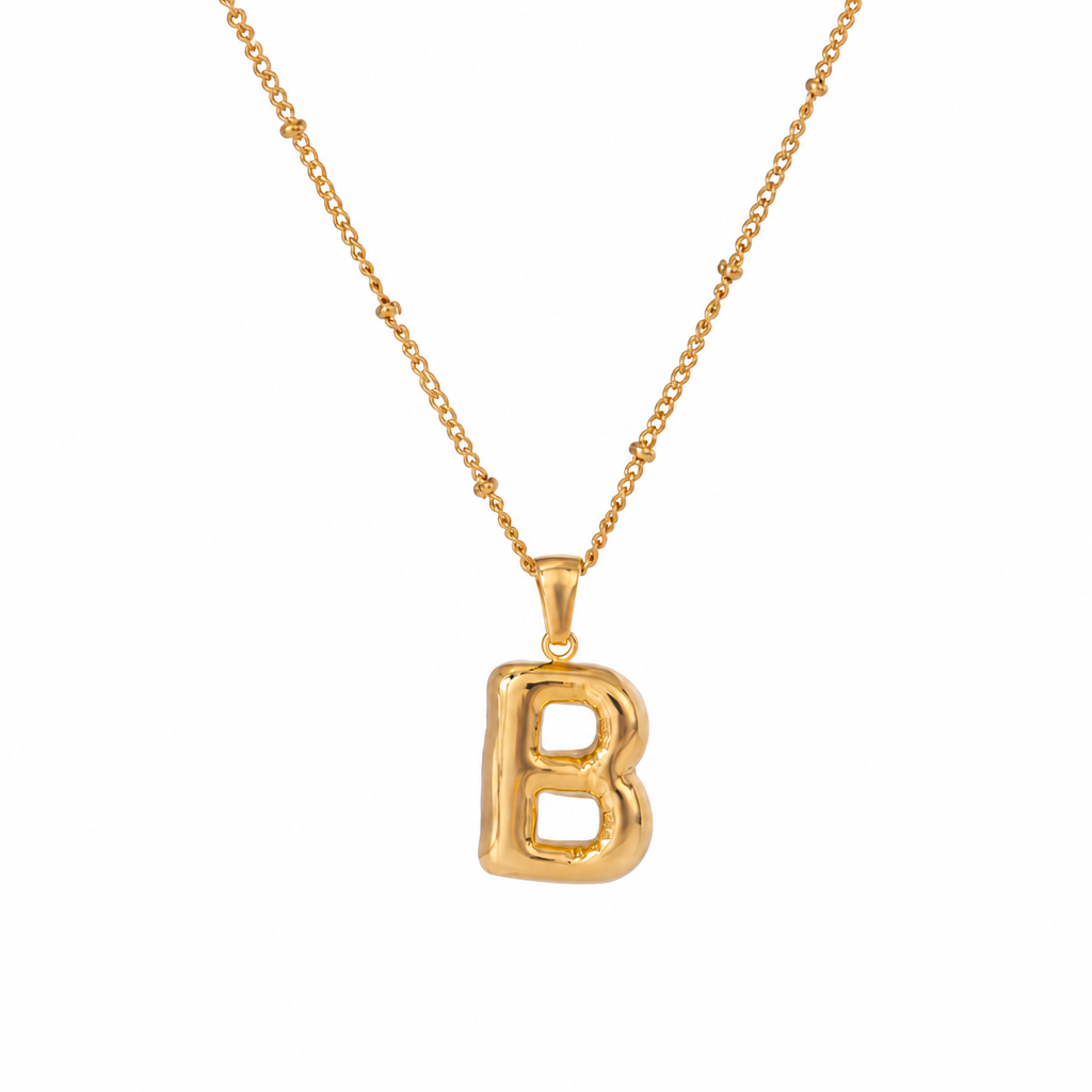 letter charm necklace buchstabe b gold edelstahl wasserfest