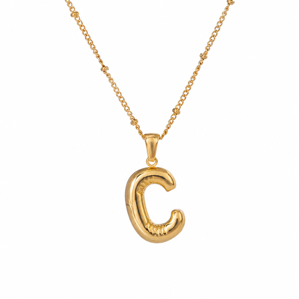 letter charm necklace buchstabe c gold edelstahl wasserfest