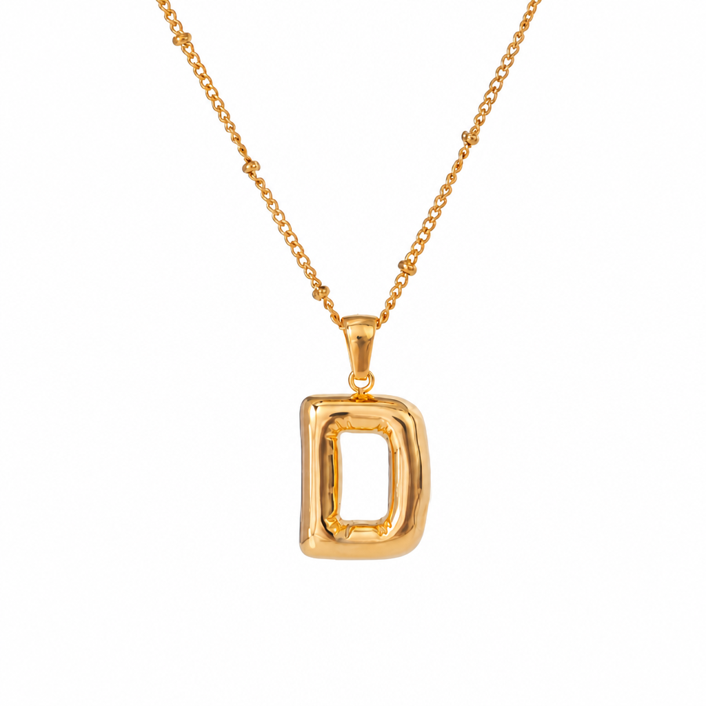 letter charm necklace buchstabe d gold edelstahl wasserfest