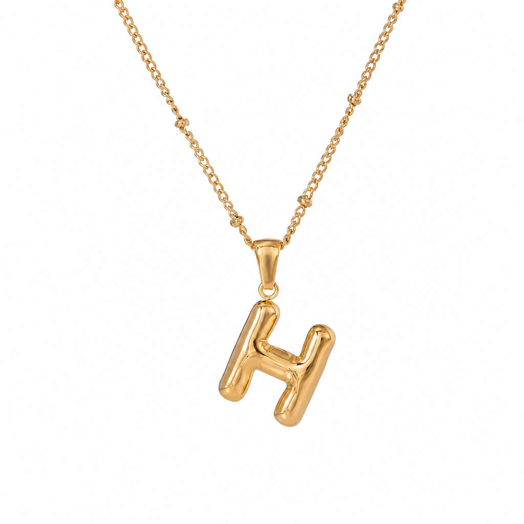 letter charm necklace buchstabe h gold edelstahl wasserfest