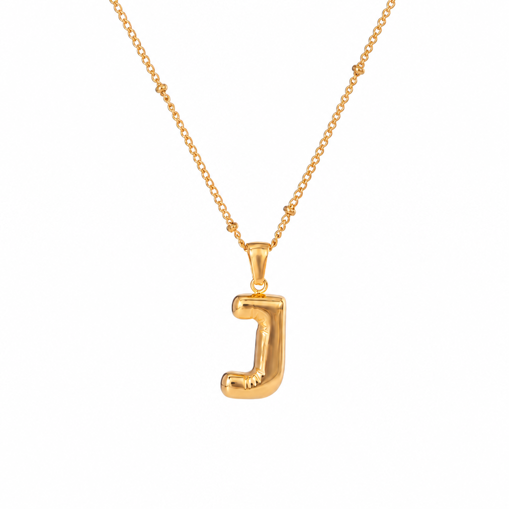 letter charm necklace buchstabe j gold edelstahl wasserfest