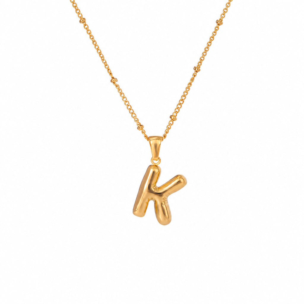 letter charm necklace buchstabe k gold edelstahl wasserfest