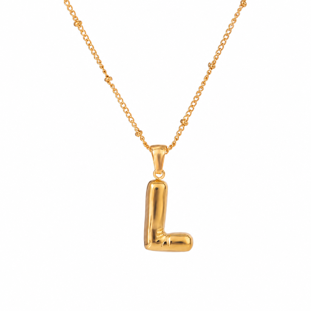letter charm necklace buchstabe l gold edelstahl wasserfest