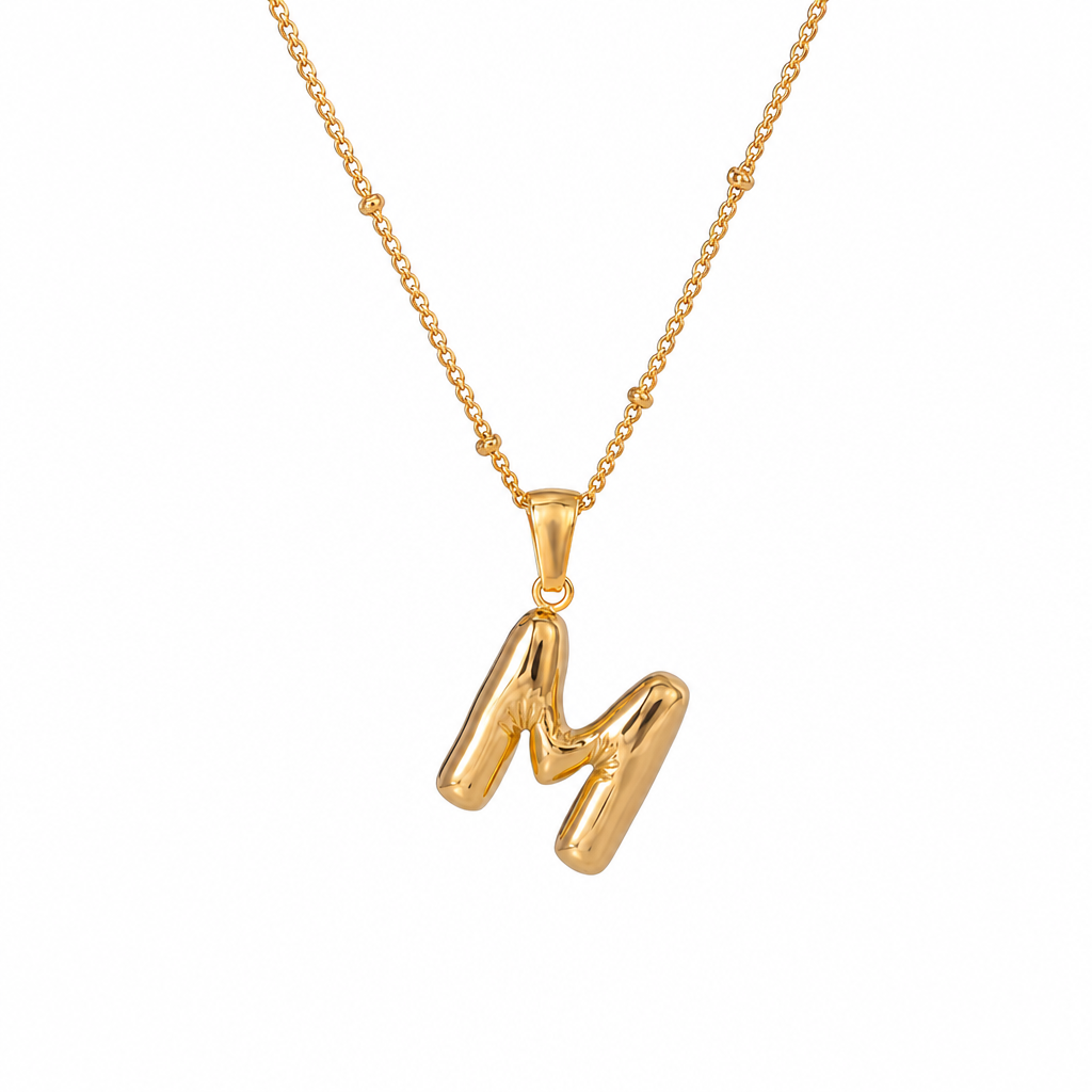 letter charm necklace buchstabe m gold edelstahl wasserfest