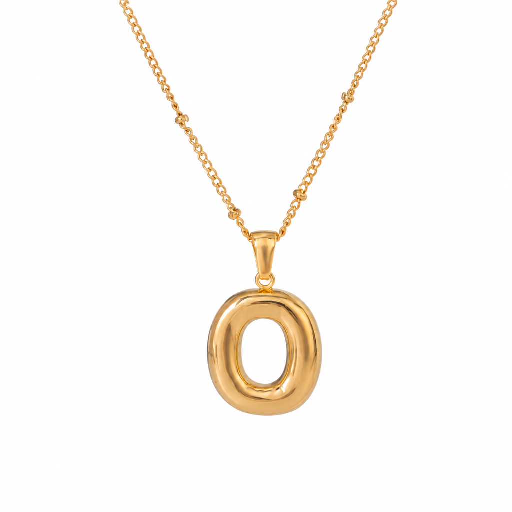 letter charm necklace buchstabe o gold edelstahl wasserfest