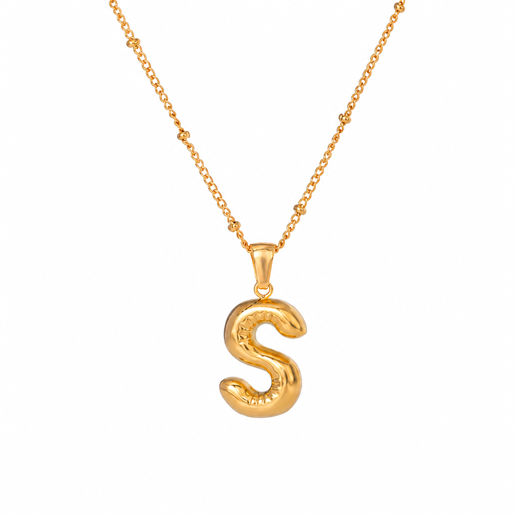 letter charm necklace buchstabe s gold edelstahl wasserfest