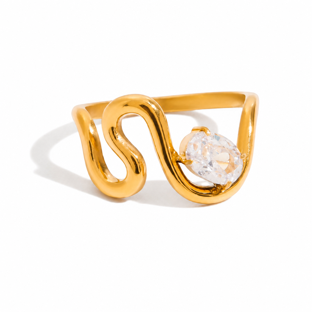 crystal swirl ring gold zirkonia edelstahl wasserfest